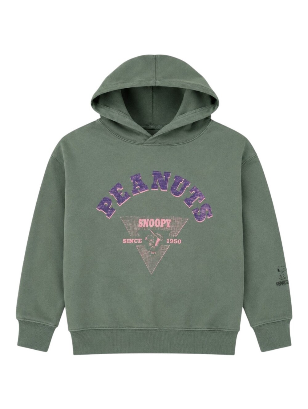 Uniqlo UT Peanuts Snoopy Graphic Hoodie Sage Green Kids Girls Size 7 8